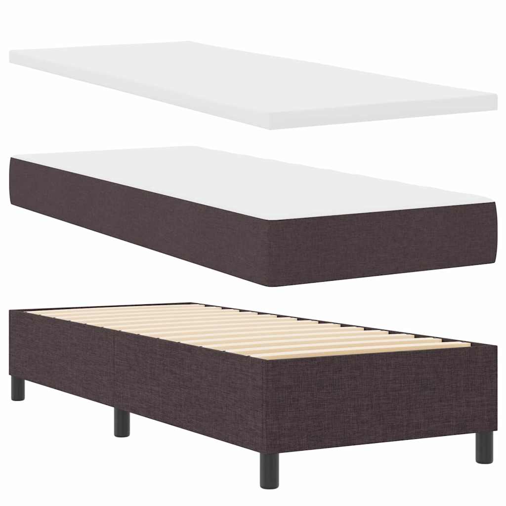 Letto a molle con materasso Marrone Scuro 200 x 80 cm Tessuto