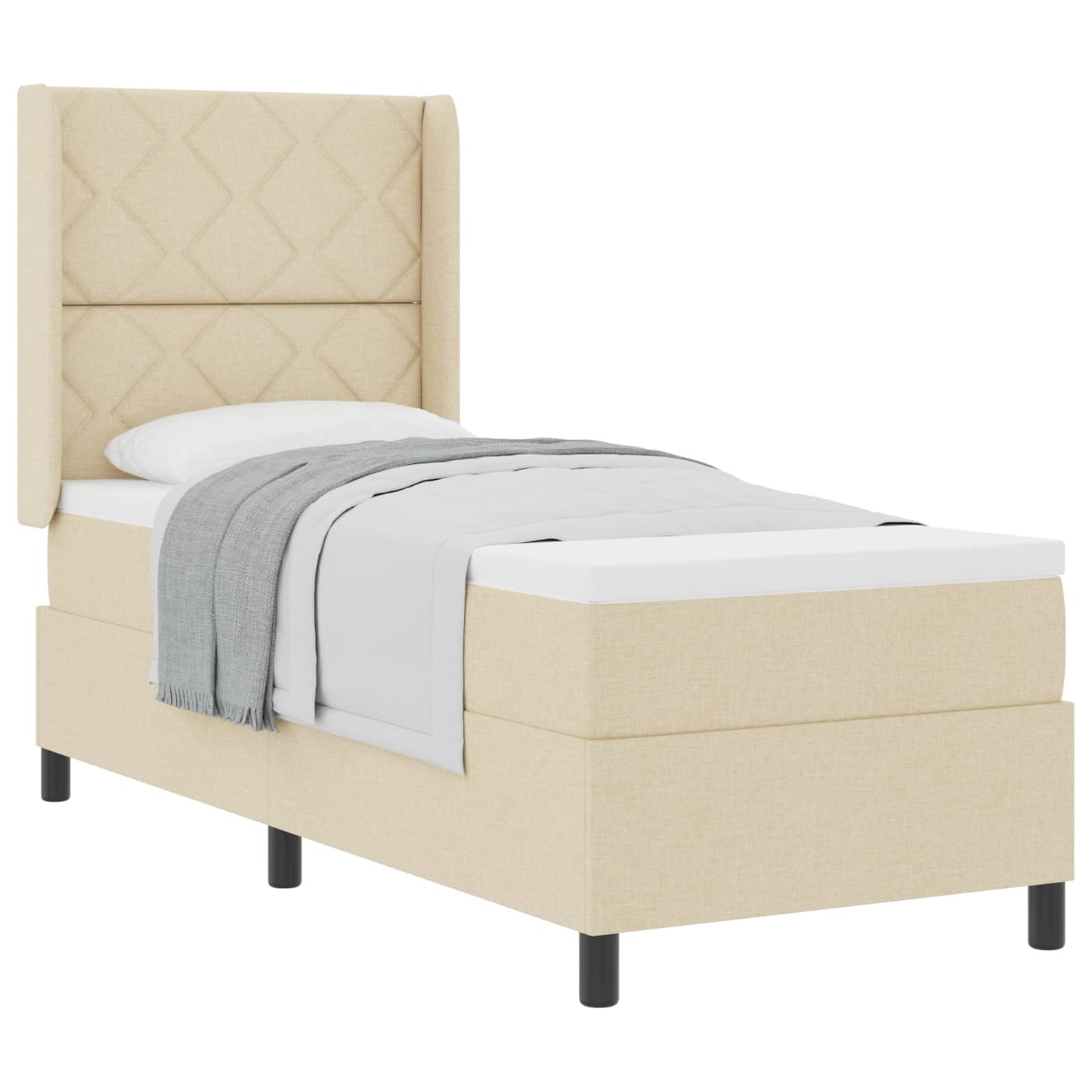 Letto a molle con materasso Crema 200 x 80 cm Tessuto