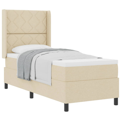 Letto a molle con materasso Crema 200 x 80 cm Tessuto