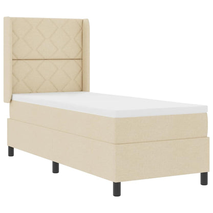 Letto a molle con materasso Crema 200 x 80 cm Tessuto