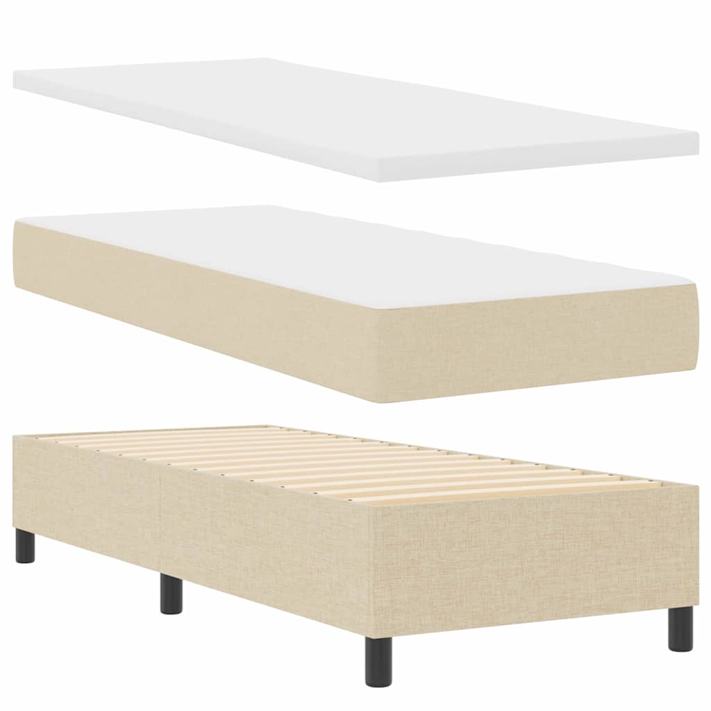 Letto a molle con materasso Crema 200 x 80 cm Tessuto