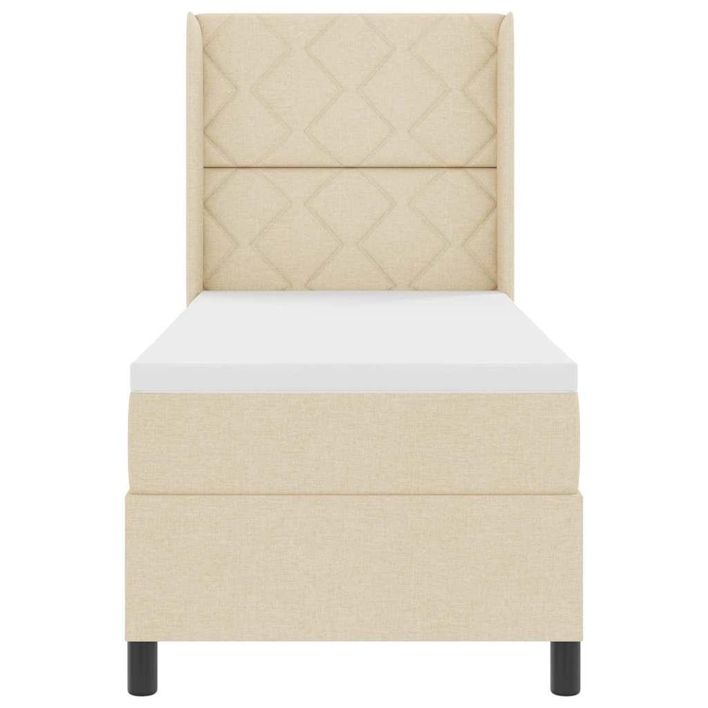 Letto a molle con materasso Crema 200 x 80 cm Tessuto