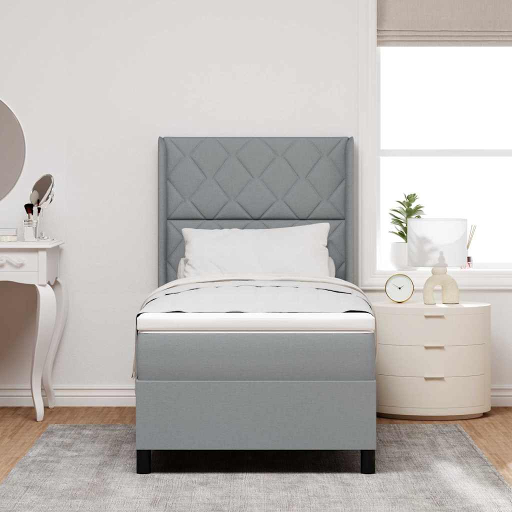 Letto a molle con materasso Grigio chiaro 200 x 100 cm Tessuto
