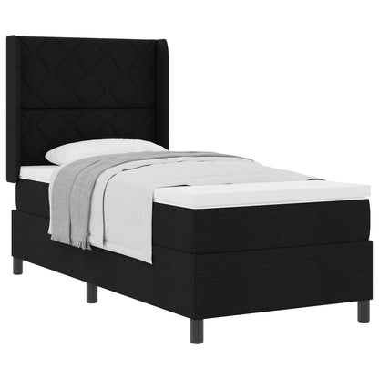 Letto a molle con materasso Nero 200 x 100 cm Tessuto