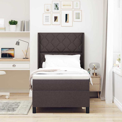 Letto a molle con materasso Marrone Scuro 200 x 100 cm Tessuto