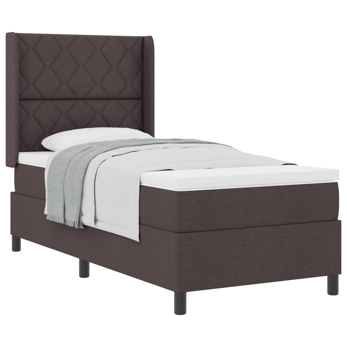 Letto a molle con materasso Marrone Scuro 200 x 100 cm Tessuto