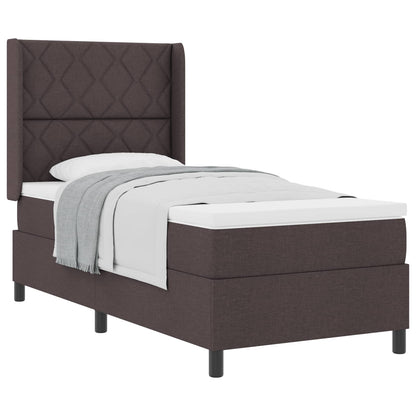 Letto a molle con materasso Marrone Scuro 200 x 100 cm Tessuto