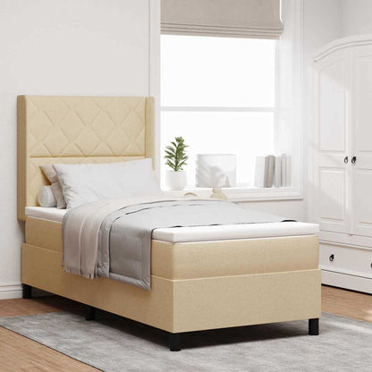 Letto a molle con materasso Crema 200 x 100 cm Tessuto