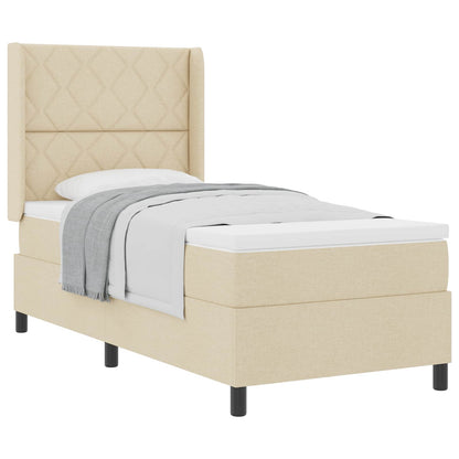 Letto a molle con materasso Crema 200 x 100 cm Tessuto