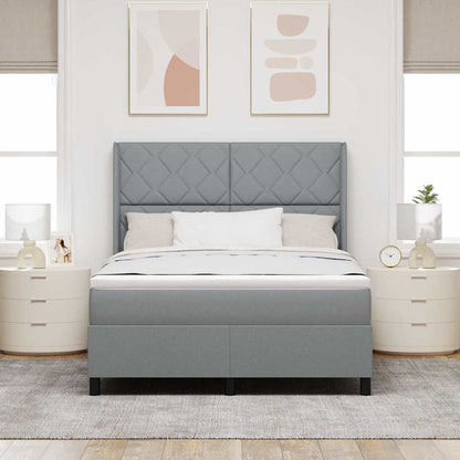 Letto a molle con materasso Grigio chiaro 200 x 160 cm Tessuto