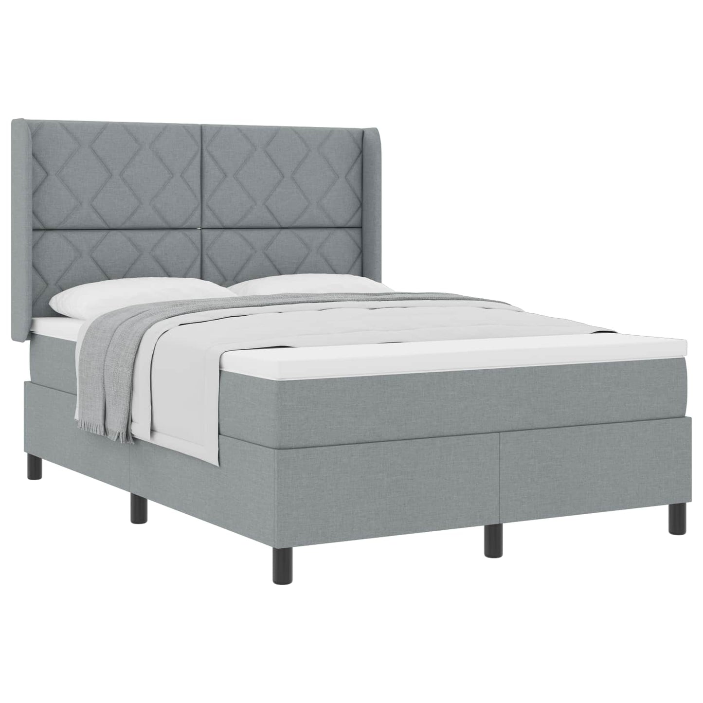 Letto a molle con materasso Grigio chiaro 200 x 160 cm Tessuto