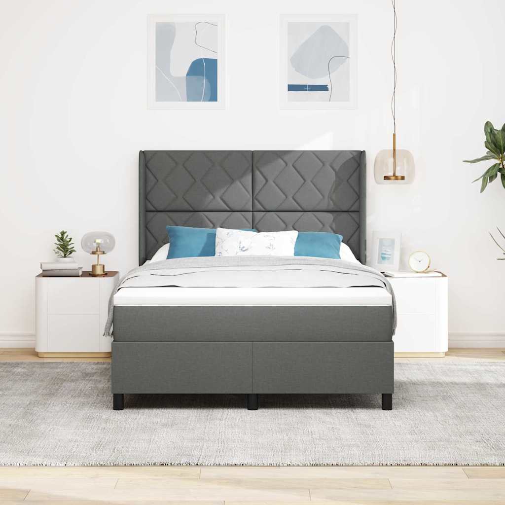 Letto a molle con materasso Grigio scuro 200 x 160 cm Tessuto