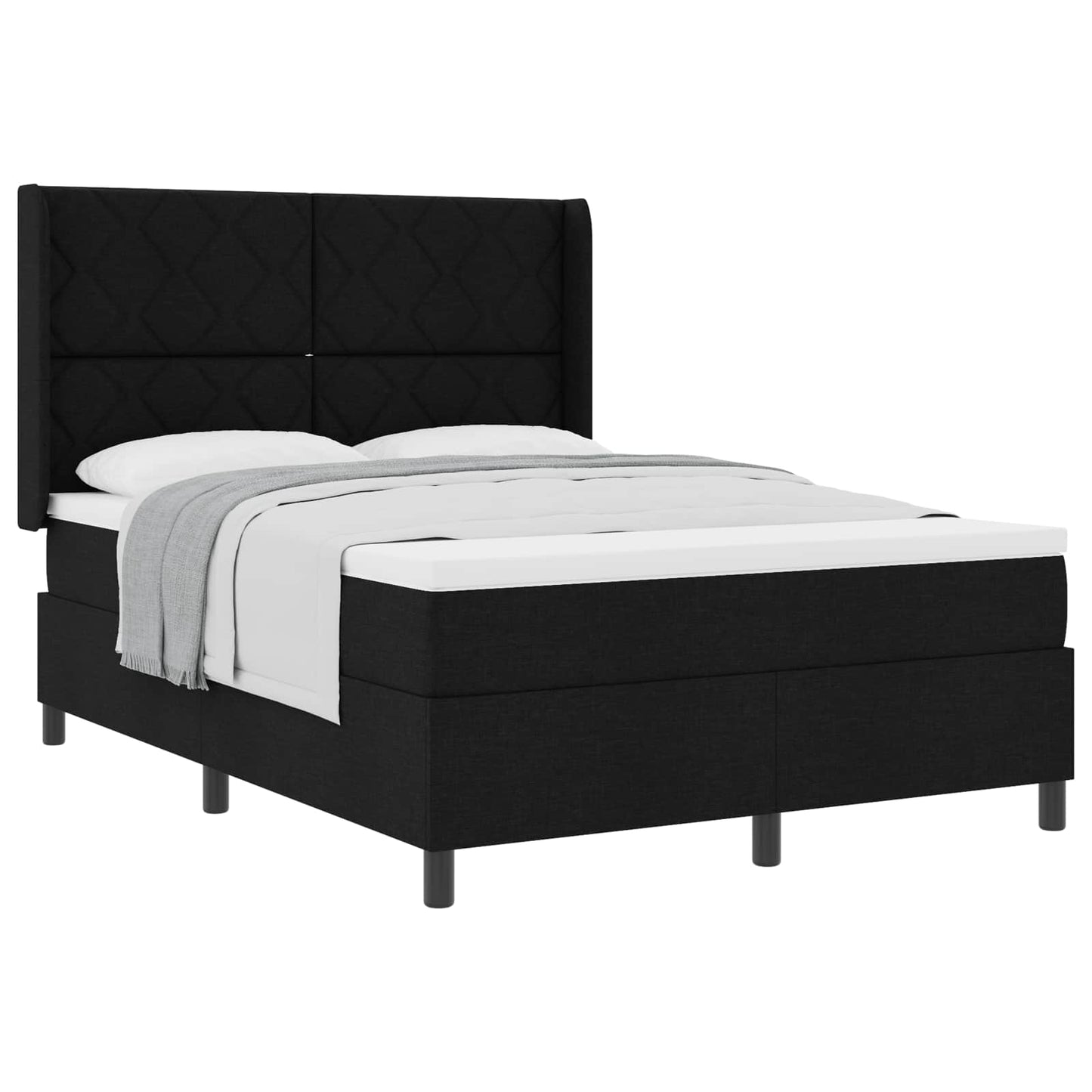 Letto a molle con materasso Nero 200 x 160 cm Tessuto