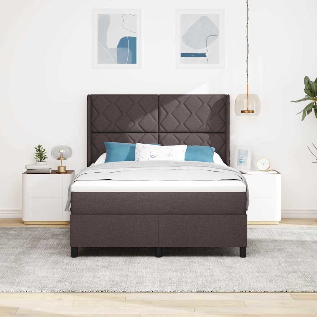 Letto a molle con materasso Marrone Scuro 200 x 160 cm Tessuto