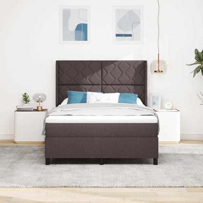Letto a molle con materasso Marrone Scuro 200 x 160 cm Tessuto