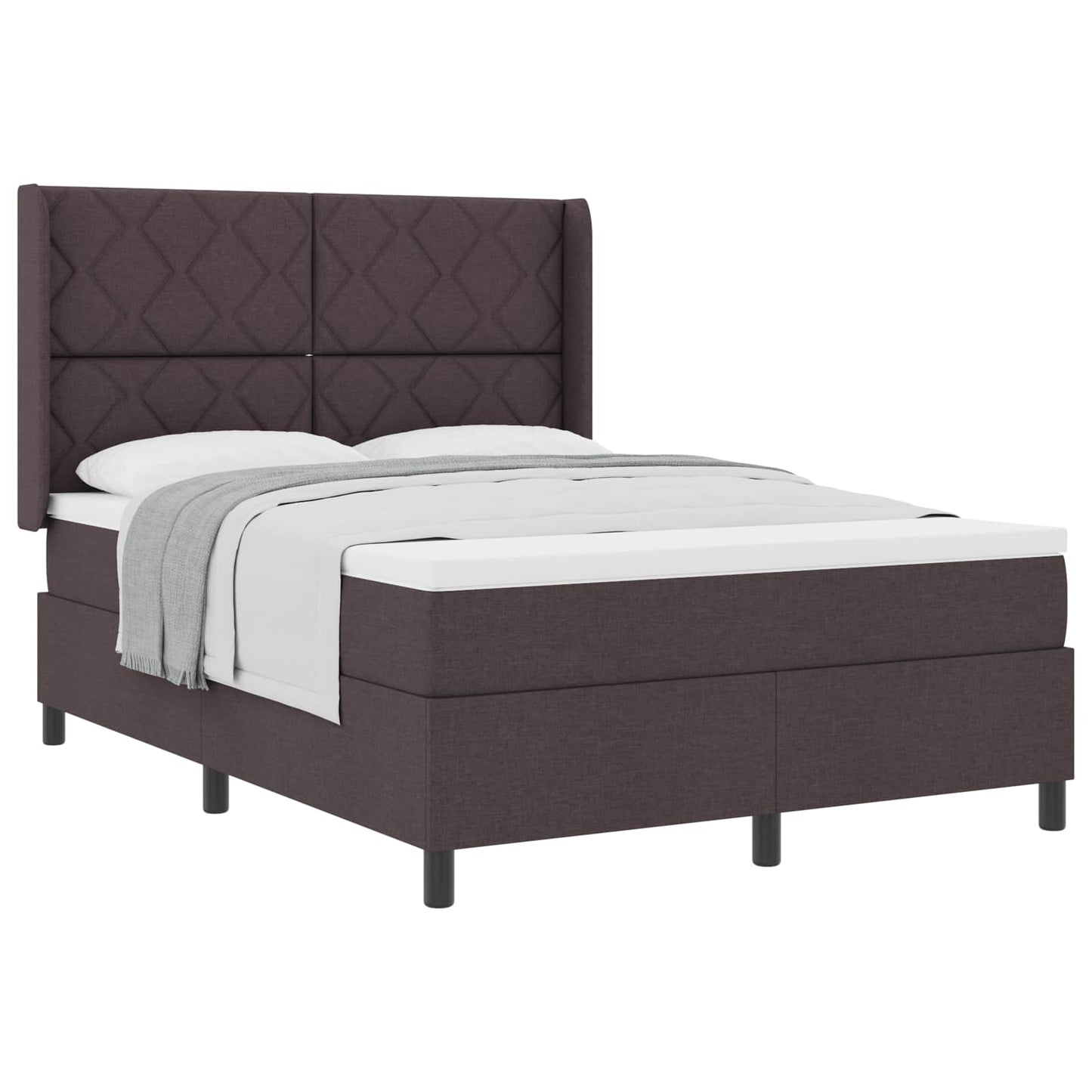 Letto a molle con materasso Marrone Scuro 200 x 160 cm Tessuto