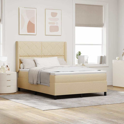 Letto a molle con materasso Crema 200 x 160 cm Tessuto