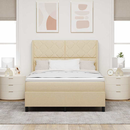 Letto a molle con materasso Crema 200 x 160 cm Tessuto