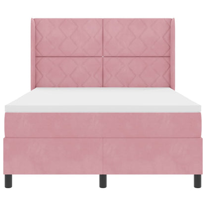 Letto a molle con materasso Rosa 160 x 200 cm Velluto