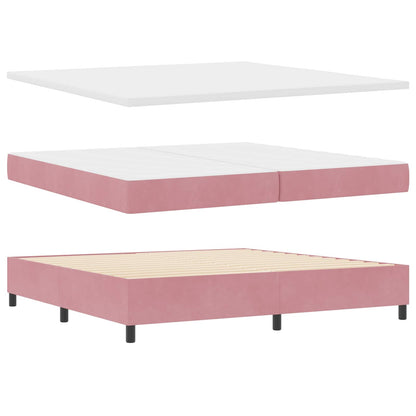 Letto a molle con materasso Rosa 200 x 200 cm Velluto