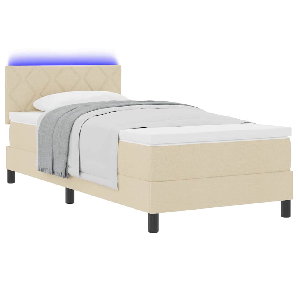 Letto a molle con materasso con led Crema 100 x 200 cm Tessuto