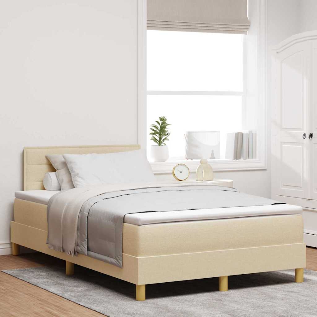 Letto a Sorgente LED con materasso Crema 120 x 190 cm Tessuto