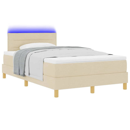 Letto a Sorgente LED con materasso Crema 120 x 190 cm Tessuto