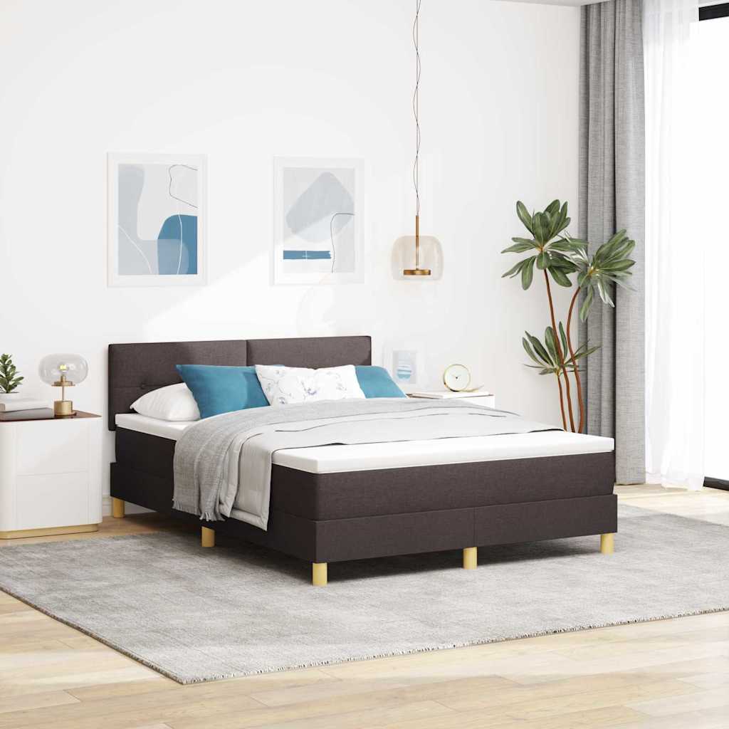 Letto a Sorgente LED con led Marrone Scuro 140 x 190 cm Tessuto