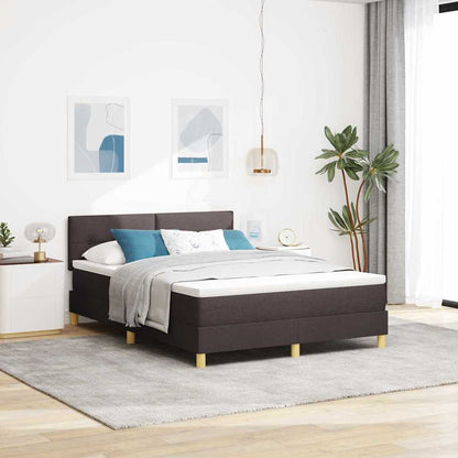 Letto a Sorgente LED con led Marrone Scuro 140 x 190 cm Tessuto