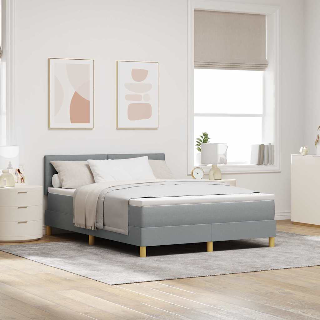 Letto a Sorgente LED con led Grigio chiaro 140 x 200 cm Tessuto
