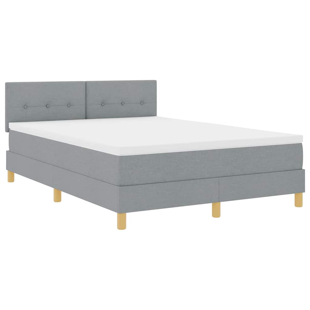 Letto a Sorgente LED con led Grigio chiaro 140 x 200 cm Tessuto