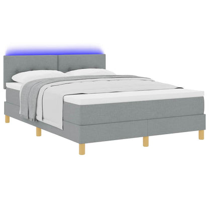 Letto a Sorgente LED con led Grigio chiaro 140 x 200 cm Tessuto