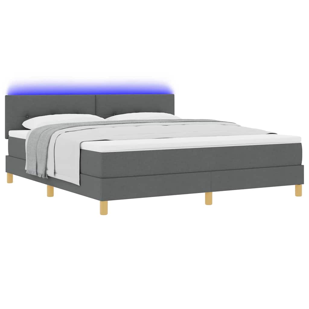 Letto a Sorgente LED con led Grigio scuro 180 x 200 cm Tessuto