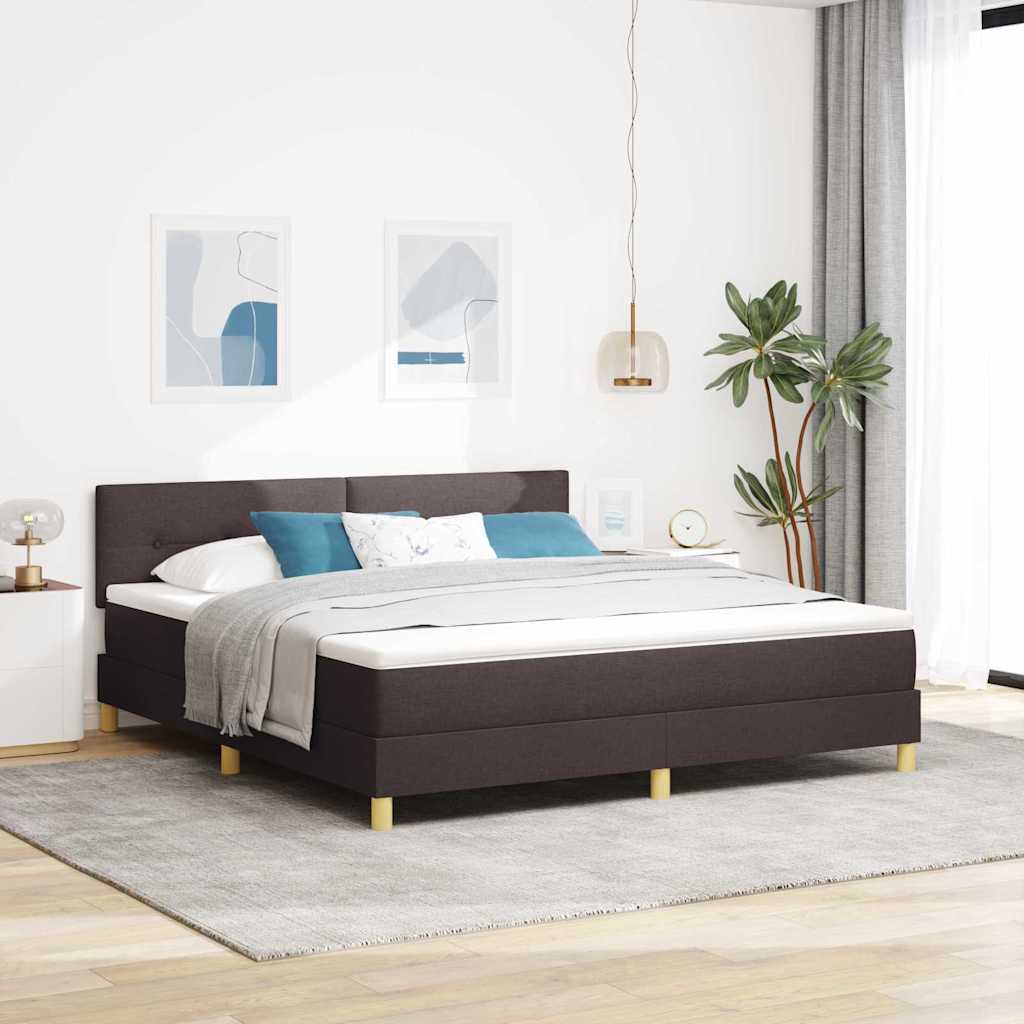 Letto a Sorgente LED con led Marrone Scuro 180 x 200 cm Tessuto