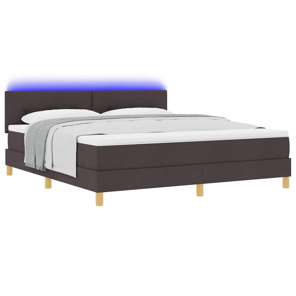 Letto a Sorgente LED con led Marrone Scuro 180 x 200 cm Tessuto