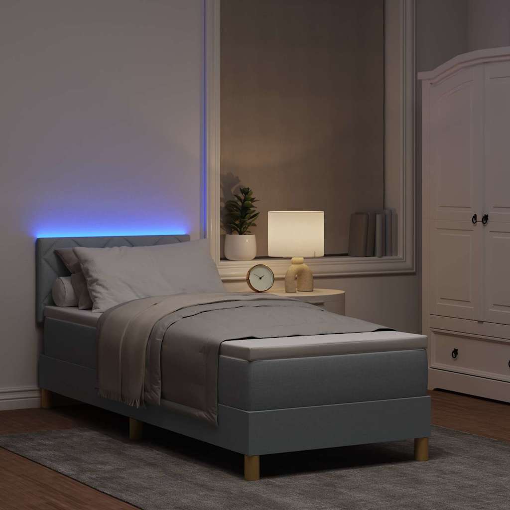 Letto a Sorgente LED con led Grigio chiaro 80 x 200 cm Tessuto