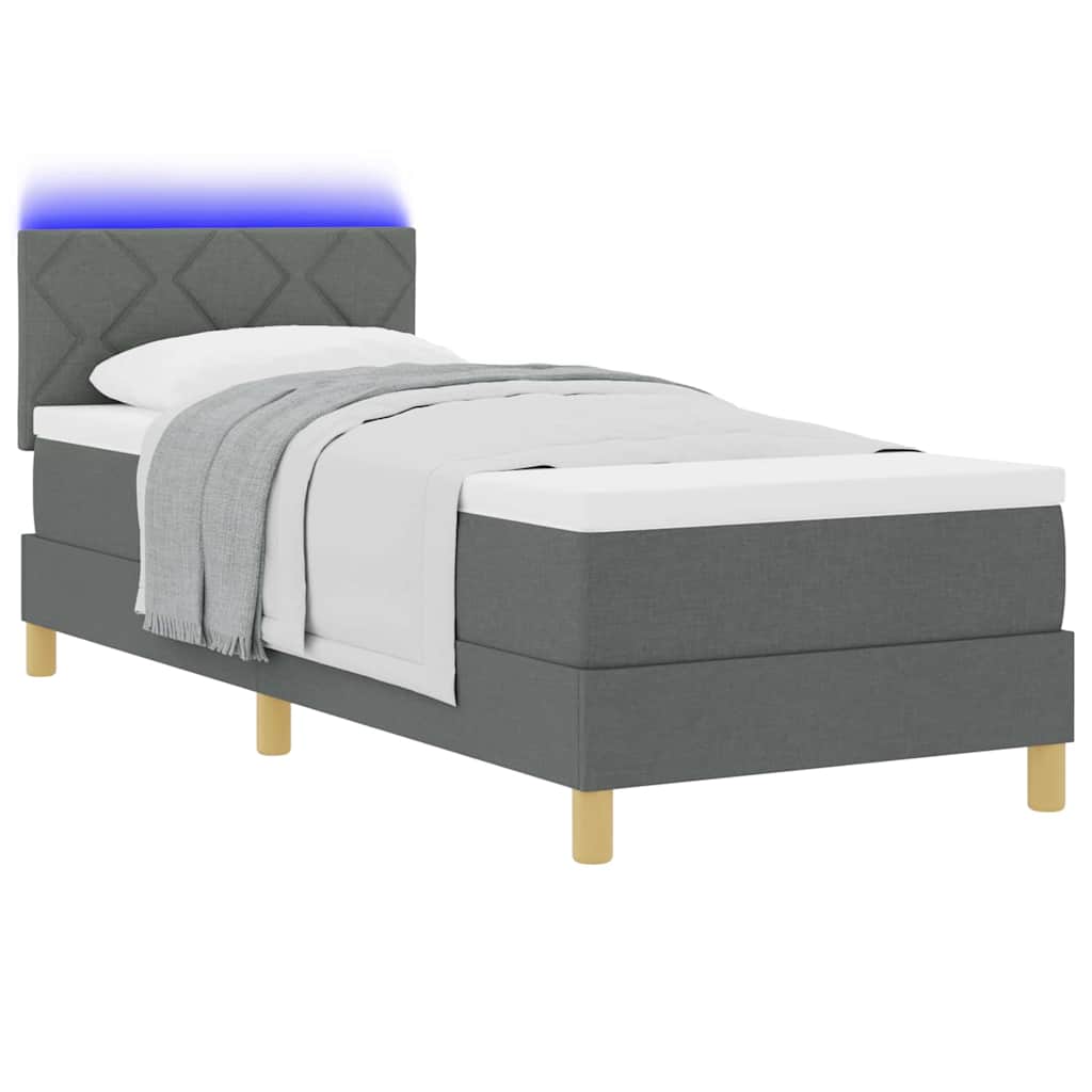 Letto a Sorgente LED con led Grigio scuro 80 x 200 cm Tessuto