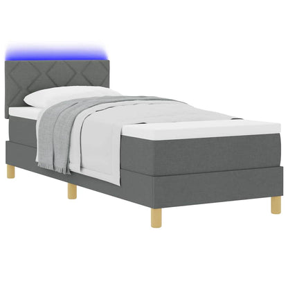 Letto a Sorgente LED con led Grigio scuro 80 x 200 cm Tessuto