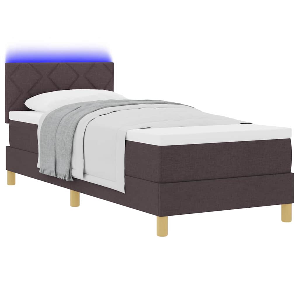 Letto a Sorgente LED con led Marrone Scuro 80 x 200 cm Tessuto