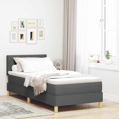 Letto a Sorgente LED con led Grigio scuro 90 x 190 cm Tessuto