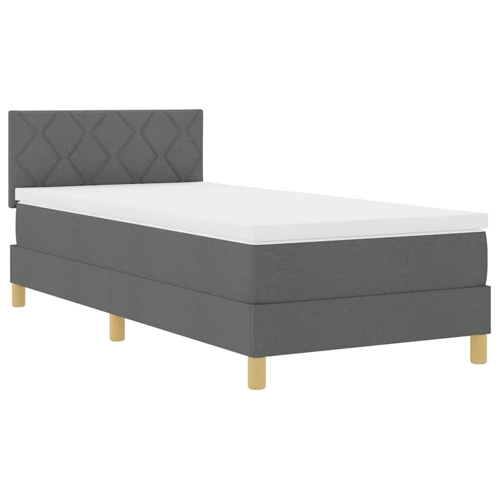 Letto a Sorgente LED con led Grigio scuro 90 x 190 cm Tessuto