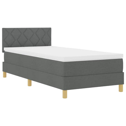 Letto a Sorgente LED con led Grigio scuro 90 x 190 cm Tessuto