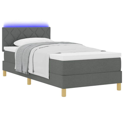 Letto a Sorgente LED con led Grigio scuro 90 x 190 cm Tessuto