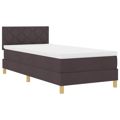 Letto a Sorgente LED con led Marrone Scuro 90 x 190 cm Tessuto