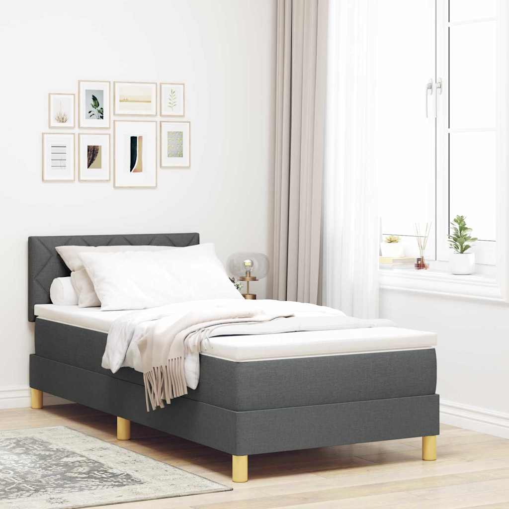 Letto a Sorgente LED con led Grigio scuro 90 x 200 cm Tessuto