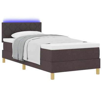 Letto a Sorgente LED con led Marrone Scuro 90 x 200 cm Tessuto
