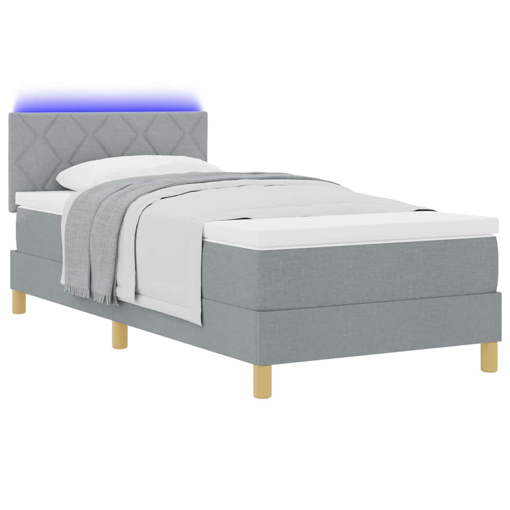 Letto a Sorgente LED con led Grigio chiaro 100 x 200 cm Tessuto