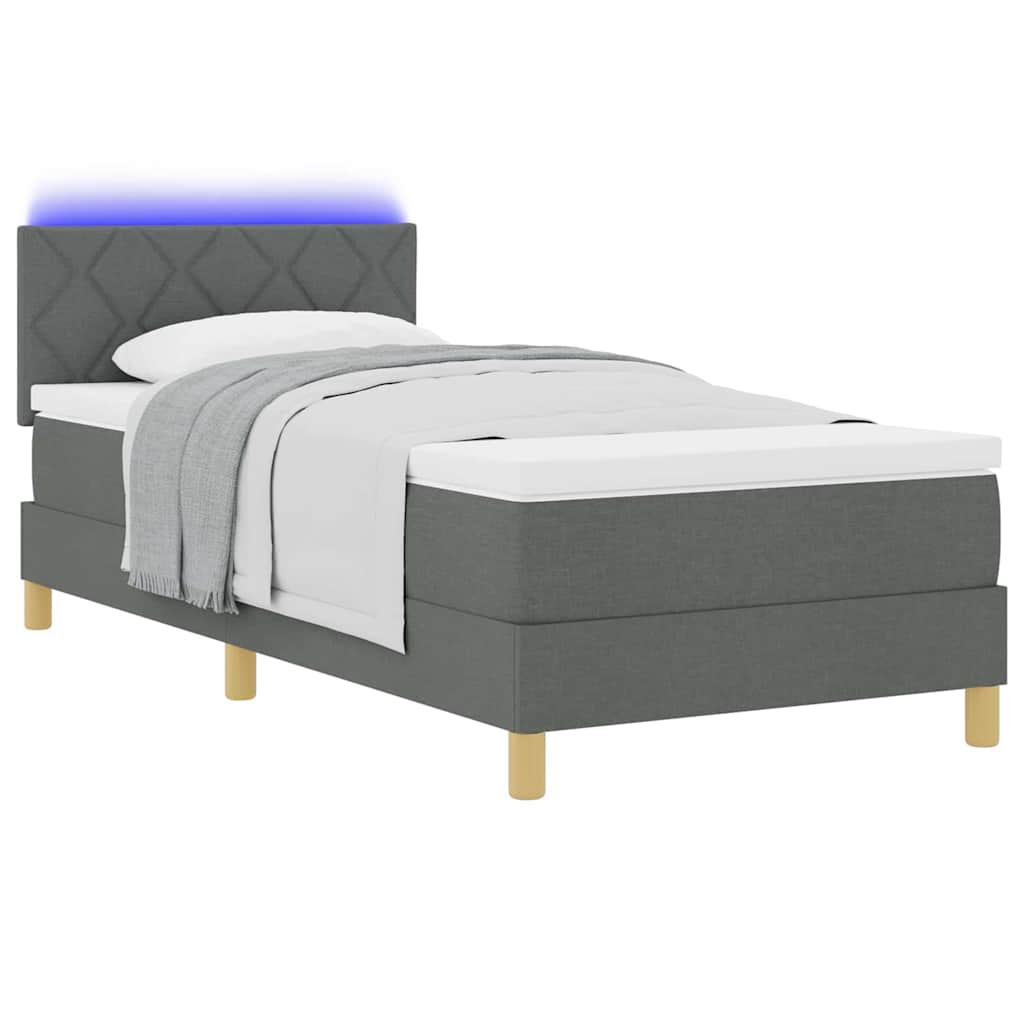 Letto a Sorgente LED con led Grigio scuro 100 x 200 cm Tessuto