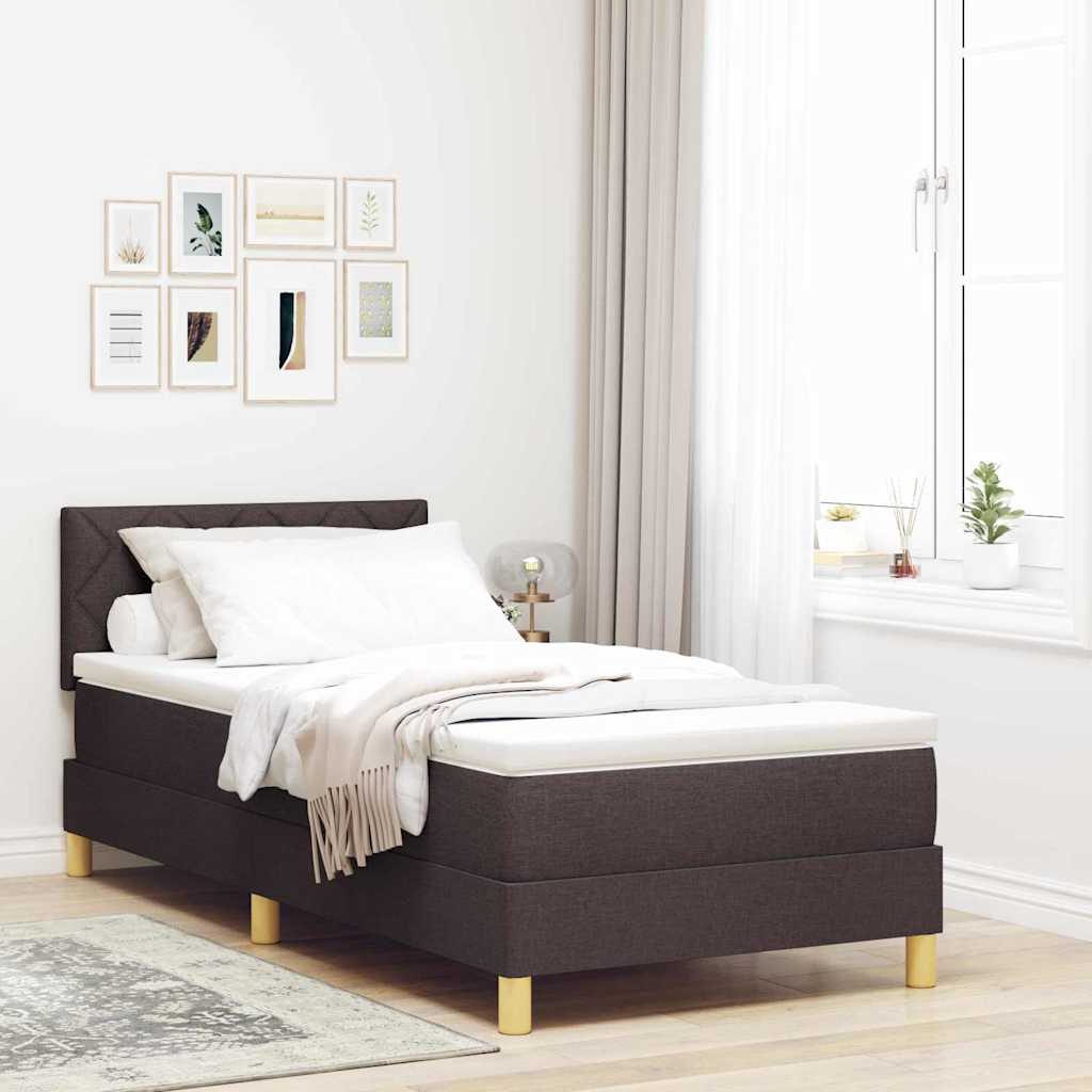 Letto a Sorgente LED con led Marrone Scuro 100 x 200 cm Tessuto
