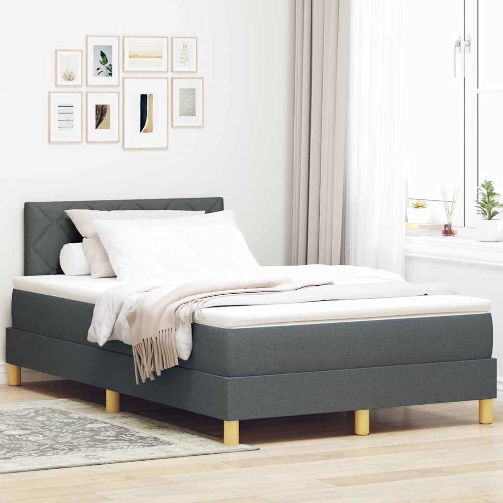Letto a Sorgente LED con led Grigio scuro 120 x 190 cm Tessuto